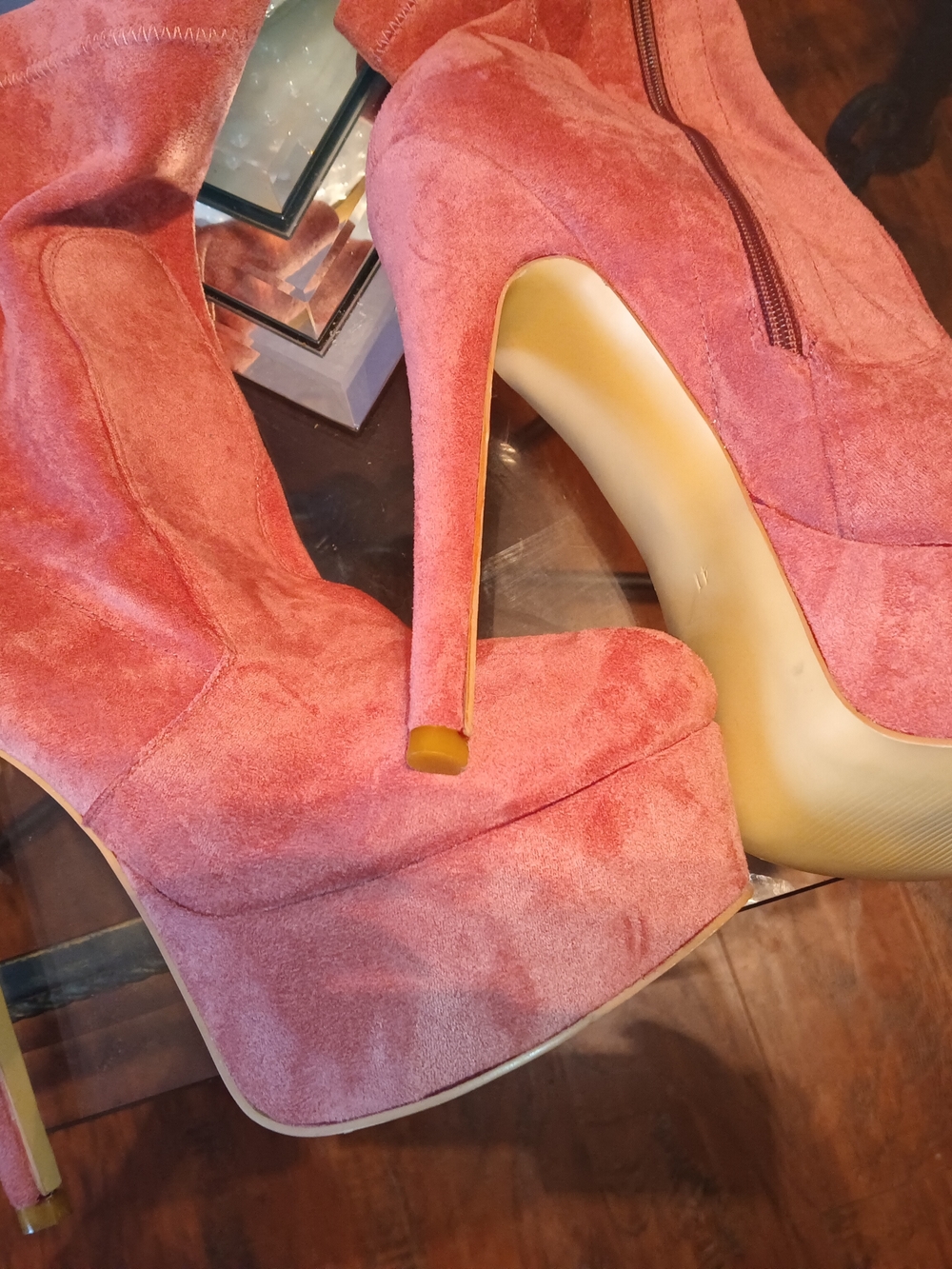 Source Unknown Women's Suede Ankle Boots In Rusty Orange View 3